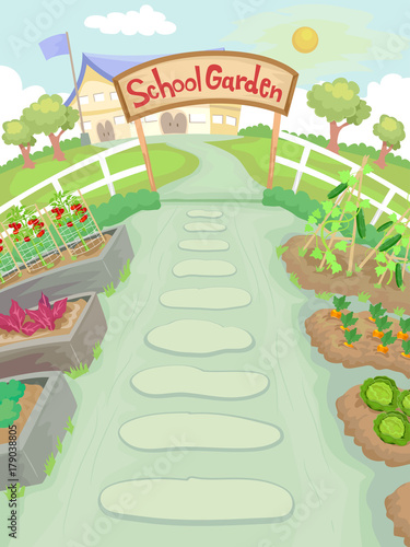 School Garden Path Illustra...