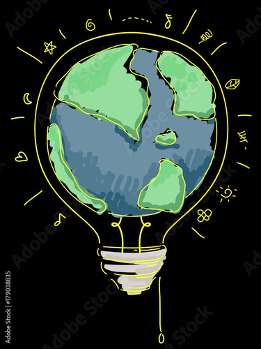 Doodle Earth Light Bulb Ill...