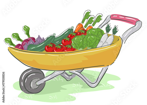Wheelbarrow Harvest Illustration