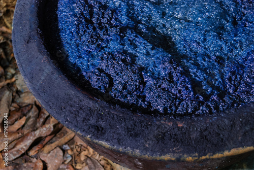 Processing of indigo dyed cotton , fermented dyeing in vat,Thailand