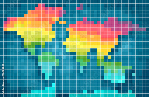 World Map Rainbow Pixel Art...