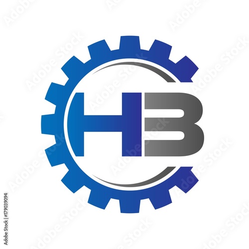hb initial logo vector with gear blue gray