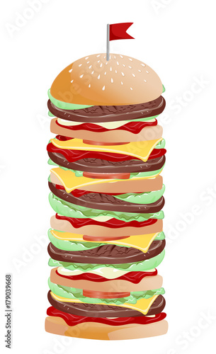 Burger Loaded Toppings Illustration