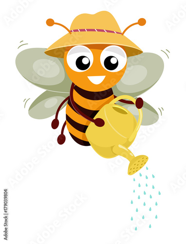 Bee Watering Illustration