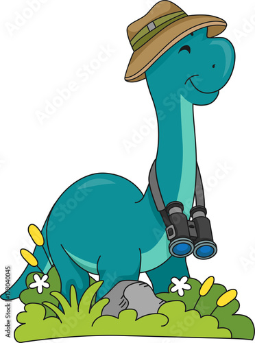 Dino Brontosaurus Explorer Illustration