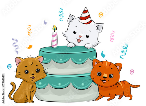 Cats Birthday Cake Confetti