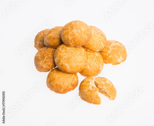 Peanut cookies or Chinese traditional peanut cookies on a background.