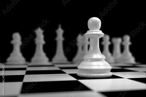 Close up of White Chess on Chessboard