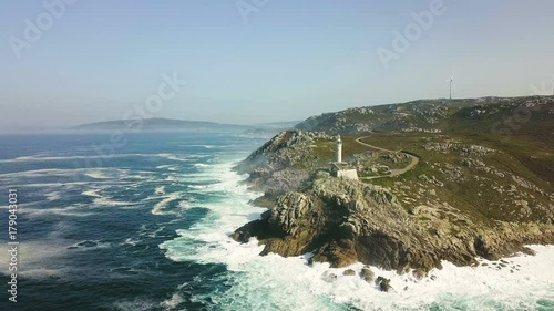 Aerial view of white lighthouse photo