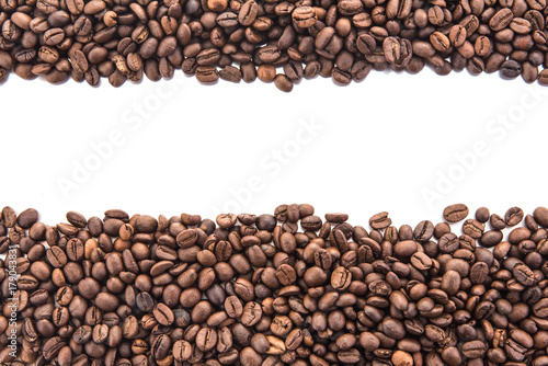 coffee cup and beans isolated on white background, Free from copy space.