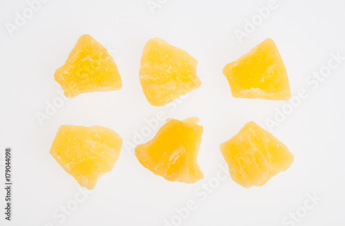 dried pineapple or dried fruits on a background.