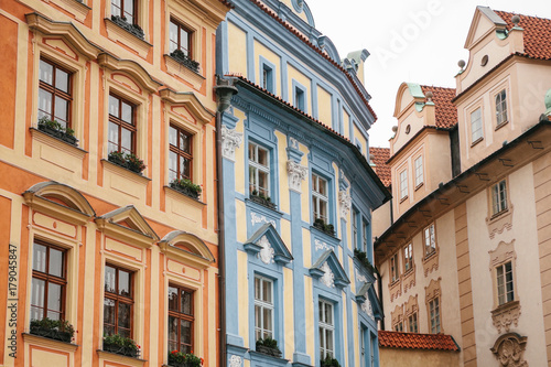 Photography Close-up of beautiful historic buildings standing tightly together in the main s