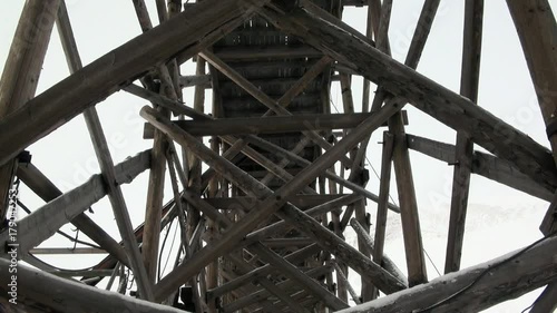 Abandoned city Pyramiden Spitsbergen Arctic. Russian neglected township. Canned place times of Soviet Union. Time stood still of North Pole. photo