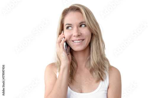 woman talking on telephone