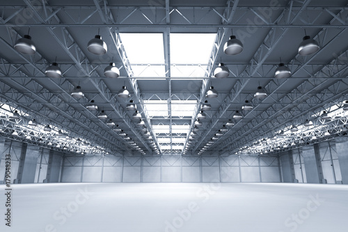 empty factory with lamps