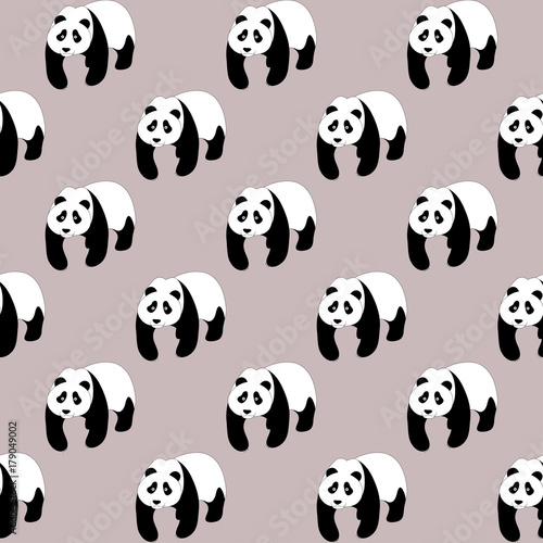 Fototapeta Naklejka Na Ścianę i Meble -  Seamless abstract pattern with hand-drawn cute pandas