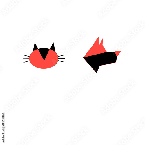 Bright icons of a portrait of a dog and a cat