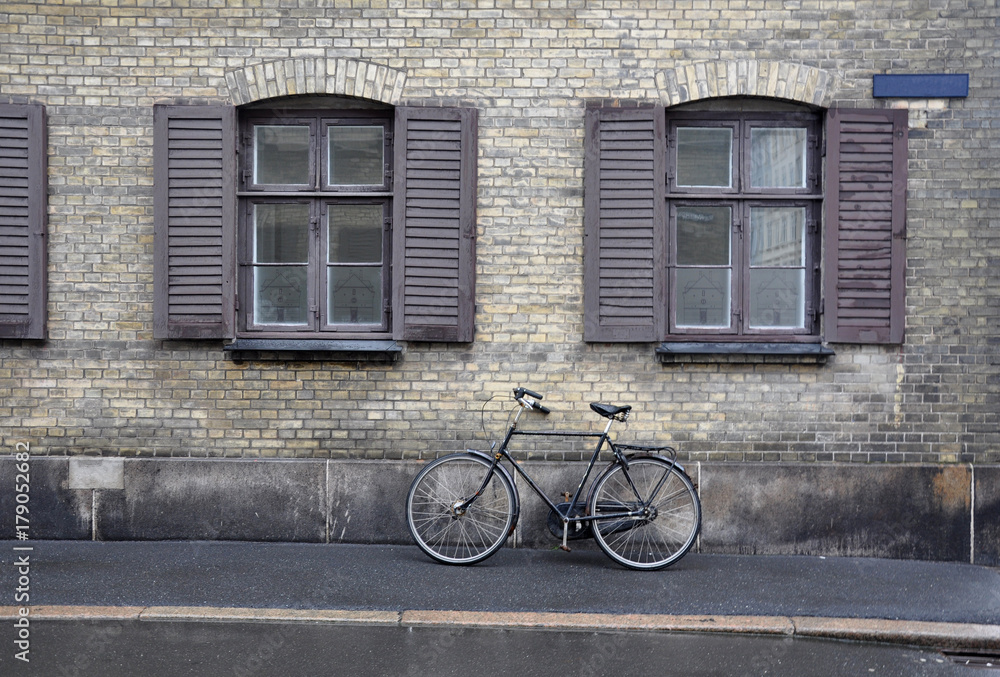 Brown bricks and bike