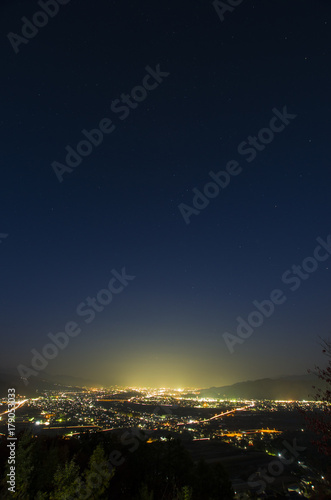 姨捨から見る篠ノ井の夜景