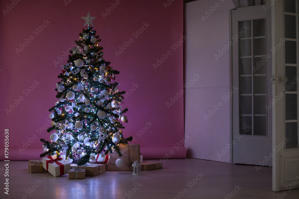 Fototapeta premium Christmas decorations Christmas tree Gifts Christmas