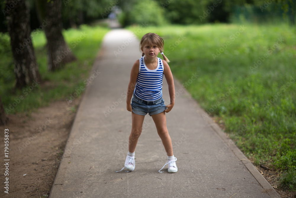 happy kid girl running playing the street, happy kid girl running playing the street,
