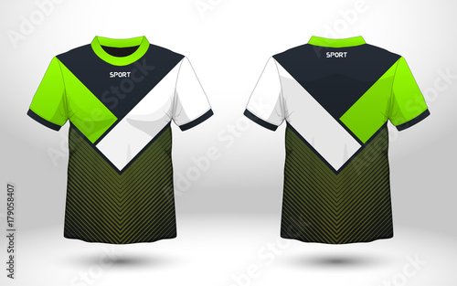 Layout football sport t-shirt design. Template front, back view. Soccer kit national team shirt mock up. Vector Illustration.