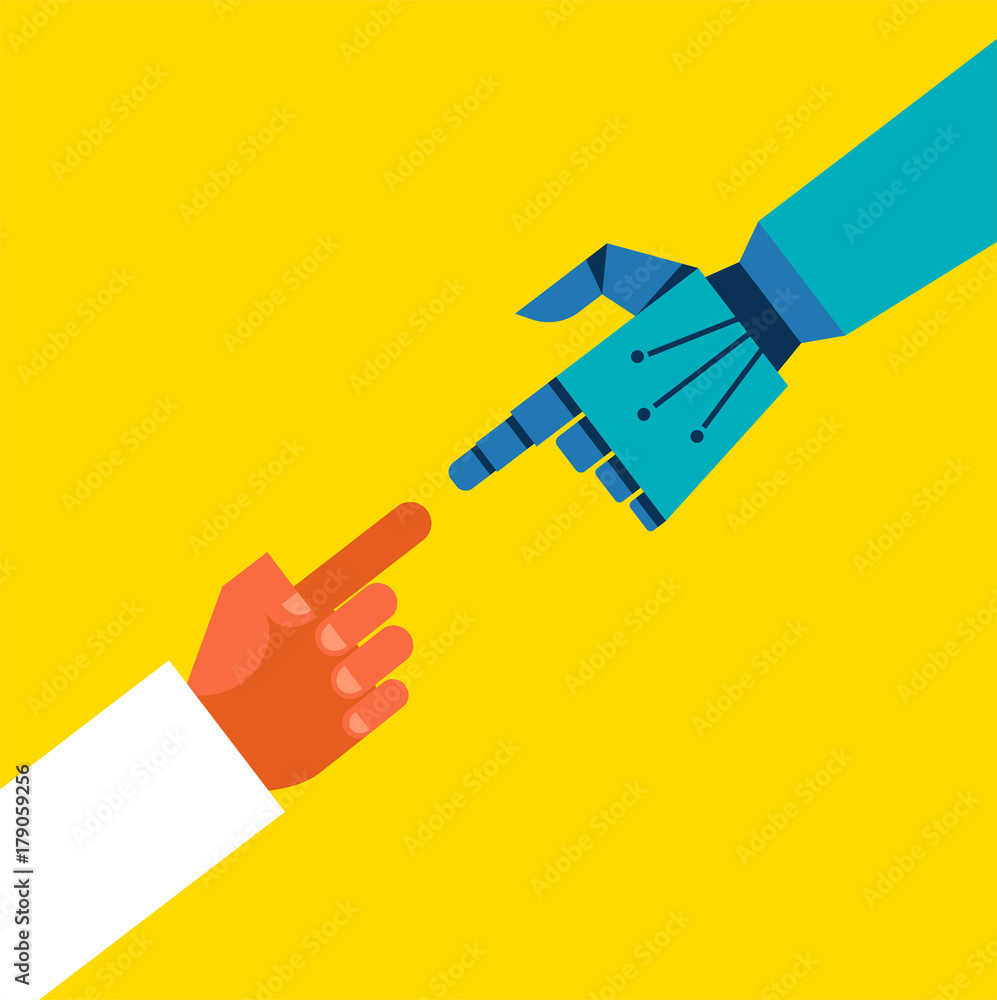 Robotic and human hands connection Robotic and human hands connection
