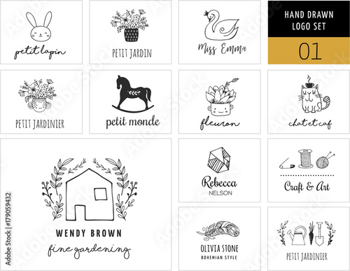 Simple and stylish collection of modern logos and illustrations