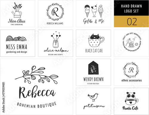 Simple and stylish collection of modern logos and illustrations