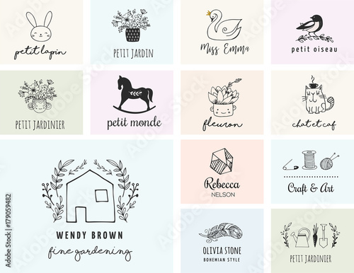 Simple and stylish collection of modern logos and illustrations