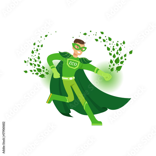 Cartoon character of superhero in fight action
