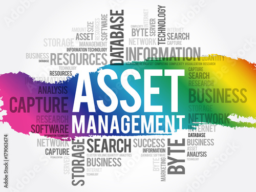 Asset Management word cloud collage, business concept background