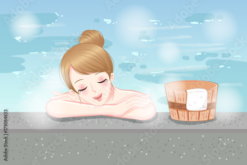 woman with hot spring