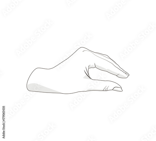 Hand showing small size. Realistic hand gesture.