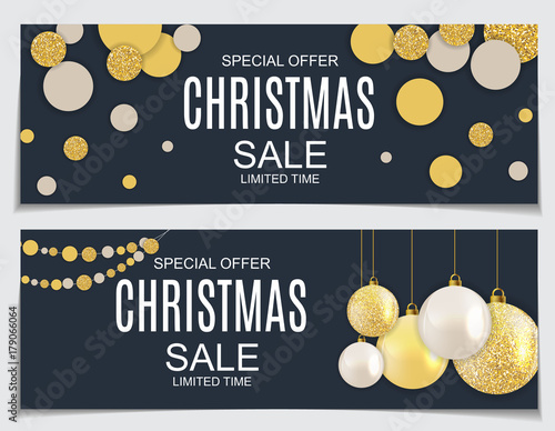 Abstract Vector Illustration Christmas Sale, Special Offer Background with Gi...