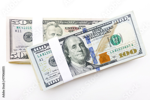 close up of banknote isolated on white background