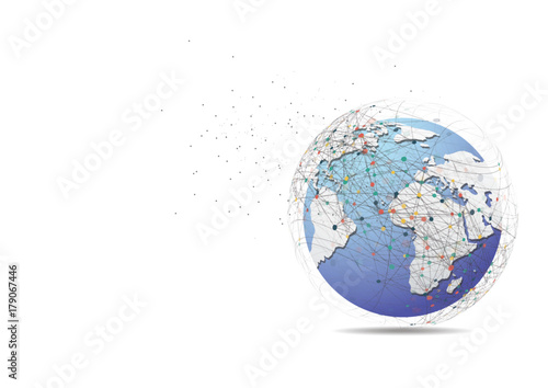 Global network connection. World map point and line composition concept of global business. Vector Illustration