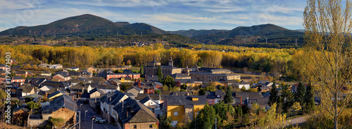 Panoramic view of charming Spanish village; high angle view