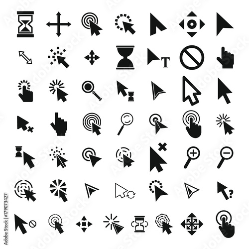 Mouse cursor icons set, simple style
