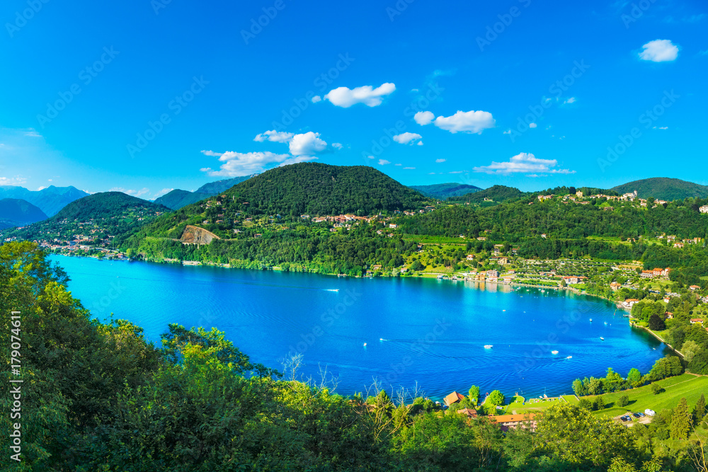 Orta Lake landscape. Orta San Giulio village, Italy