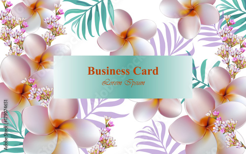 Exotic Flowers design card Vector. Background for business card  brand book or posters
