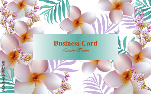 Exotic Flowers design card Vector. Background for business card, brand book o...
