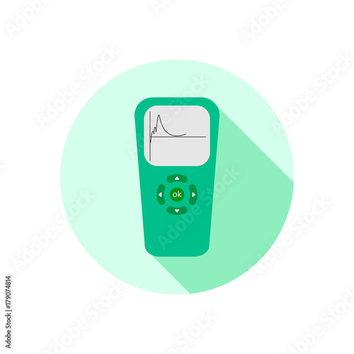 Spirometer medical equipment. The device determines the volume of the lungs. Vector flat icon.