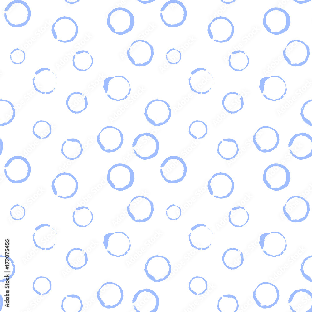Vector seamless pattern. Geometric ornament. Cute round spot background. Traces of the brush. Abstract design. Ideal for banners, wrapping paper, textile, fabric, scrapbooking, print, wallpaper.