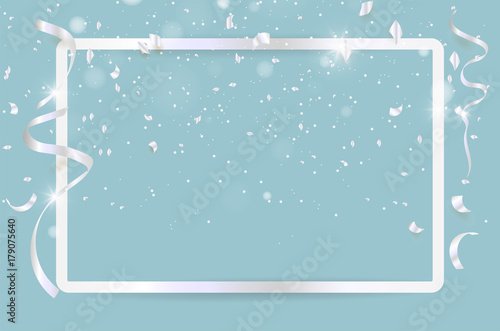 Silver confetti celebration on background. Vector illustration