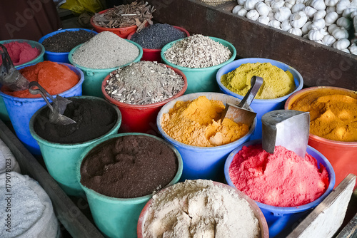 Spices and flavors in street market
