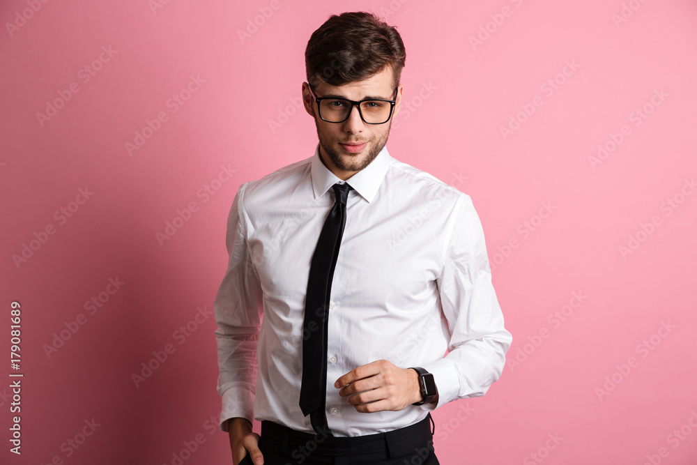 Portrait of a confident charming man in white shirt Portrait of a confident charming man in white shirt
