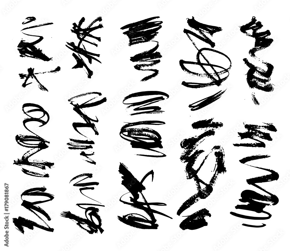 Black brush strokes set Black brush strokes set