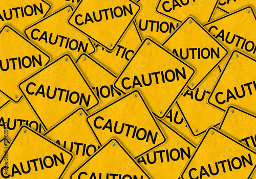 Bilde på lerret CAUTION road sign attention