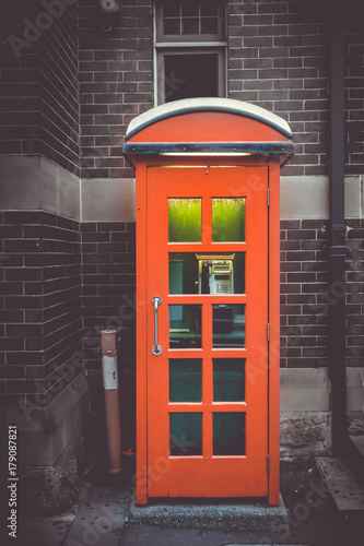 Vintage UK red phone booth